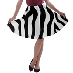 Zebra Horse Skin Pattern Black And White A-line Skater Skirt by picsaspassion