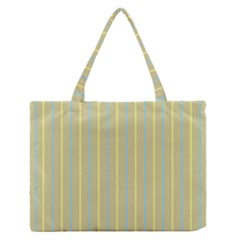 Summer Sand Color Blue And Yellow Stripes Pattern Medium Zipper Tote Bag by picsaspassion