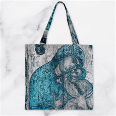Mother Mary And Infant Jesus Christ  Blue Portrait Old Vintage Drawing Zipper Grocery Tote Bag by yoursparklingshop