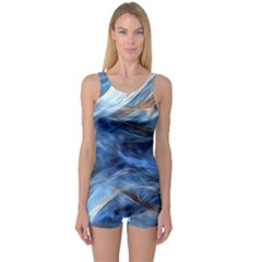 Blue Colorful Abstract Design  One Piece Boyleg Swimsuit by designworld65