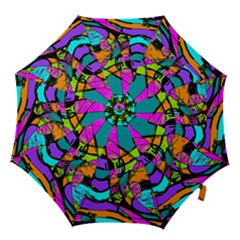 Abstract Sketch Art Squiggly Loops Multicolored Hook Handle Umbrellas (small) by EDDArt