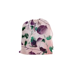 Spiral Eucalyptus Leaves Drawstring Pouches (small)  by DanaeStudio