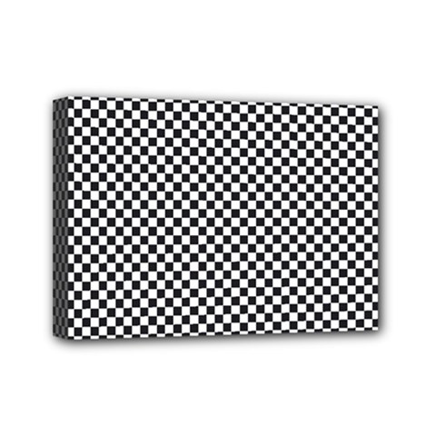 Sports Racing Chess Squares Black White Mini Canvas 7  X 5  by EDDArt