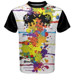 Crazy Multicolored Double Running Splashes Men s Cotton Tee by EDDArt