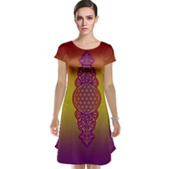 Flower Of Life Vintage Gold Ornaments Red Purple Olive Cap Sleeve Nightdress by EDDArt