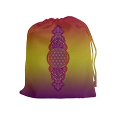 Flower Of Life Vintage Gold Ornaments Red Purple Olive Drawstring Pouches (extra Large) by EDDArt