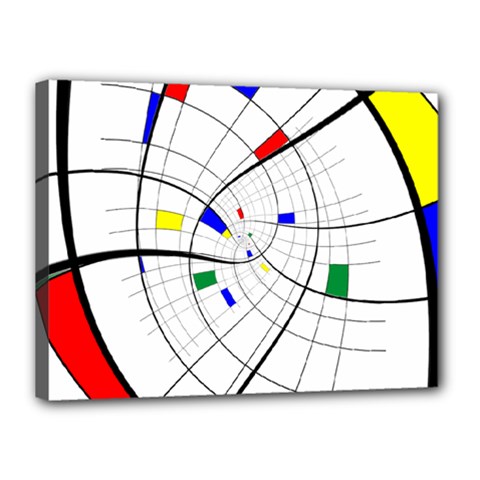 Swirl Grid With Colors Red Blue Green Yellow Spiral Canvas 16  X 12  by designworld65