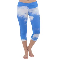 Clouds And Blue Sky Capri Yoga Leggings by picsaspassion