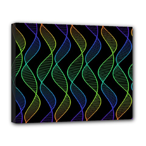 Rainbow Helix Black Canvas 14  X 11  by designworld65