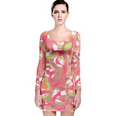 Pink Smoothie  Long Sleeve Velvet Bodycon Dress by Valentinaart