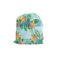 Tropical Starfruit Pattern Drawstring Pouches (medium)  by DanaeStudio