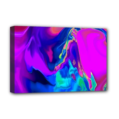 The Perfect Wave Pink Blue Red Cyan Deluxe Canvas 18  X 12   by EDDArt