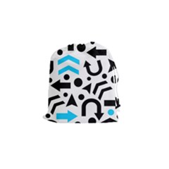Cyan Right Direction Drawstring Pouches (small)  by Valentinaart
