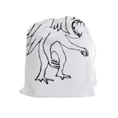 Monster Bird Drawing Drawstring Pouches (extra Large) by dflcprints