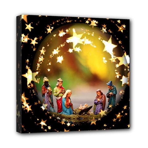 Christmas Crib Virgin Mary Joseph Jesus Christ Three Kings Baby Infant Jesus 4000 Mini Canvas 8  X 8  by yoursparklingshop