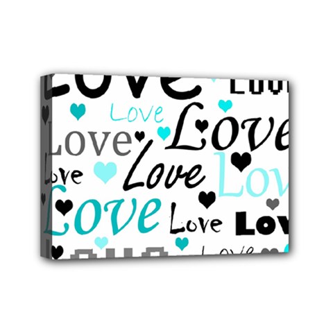 Love Pattern - Cyan Mini Canvas 7  X 5  by Valentinaart