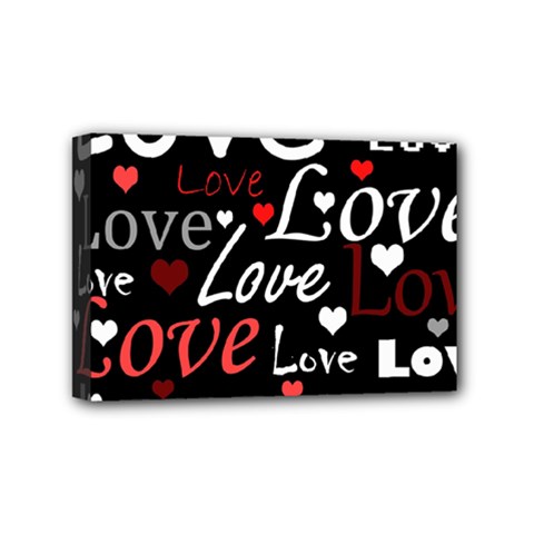 Red Love Pattern Mini Canvas 6  X 4  by Valentinaart
