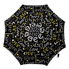 Yellow Love Pattern Hook Handle Umbrellas (medium) by Valentinaart