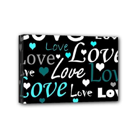 Valentine s Day Pattern - Cyan Mini Canvas 6  X 4  by Valentinaart