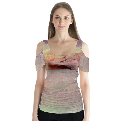 Sunrise Butterfly Sleeve Cutout Tee  by digitaldivadesigns