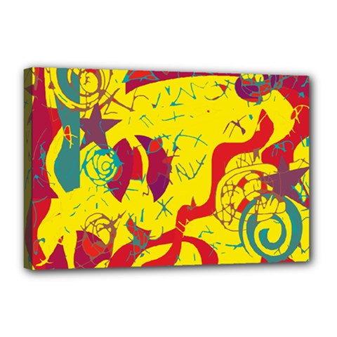 Yellow Confusion Canvas 18  X 12  by Valentinaart