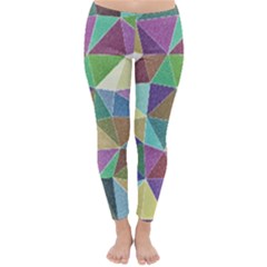 Colorful Triangles, Pencil Drawing Art Classic Winter Leggings by picsaspassion