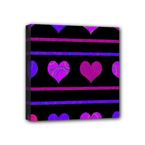 Purple And Magenta Harts Pattern Mini Canvas 4  X 4  by Valentinaart