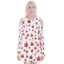 Beetle Animals Red Green Fly Velvet Long Sleeve Shoulder Cutout Dress View1
