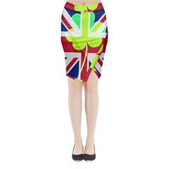 Irish British Shamrock United Kingdom Ireland Funny St  Patrick Flag Midi Wrap Pencil Skirt by yoursparklingshop