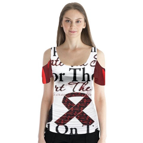Sickle Cell Is Me Butterfly Sleeve Cutout Tee  by shawnstestimony