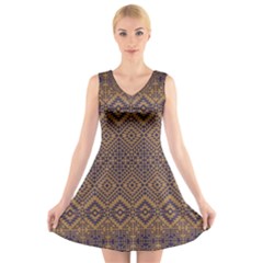 Aztec Pattern V-neck Sleeveless Skater Dress by Amaryn4rt