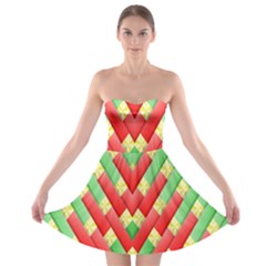 Christmas Geometric 3d Design Strapless Bra Top Dress by Amaryn4rt