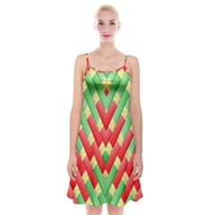 Christmas Geometric 3d Design Spaghetti Strap Velvet Dress by Amaryn4rt