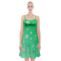 Snowflakes Winter Christmas Overlay Spaghetti Strap Velvet Dress by Amaryn4rt