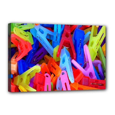 Clothespins Colorful Laundry Jam Pattern Canvas 18  X 12  by Nexatart