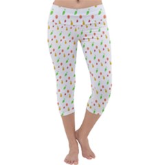 Fruit Pattern Vector Background Capri Yoga Leggings by Nexatart