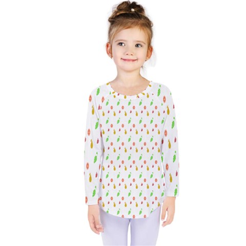 Fruit Pattern Vector Background Kids  Long Sleeve Tee by Nexatart