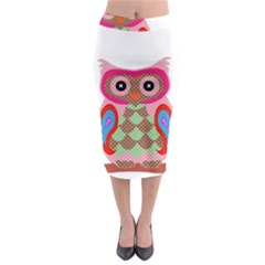 Owl Colorful Patchwork Art Midi Pencil Skirt by Nexatart