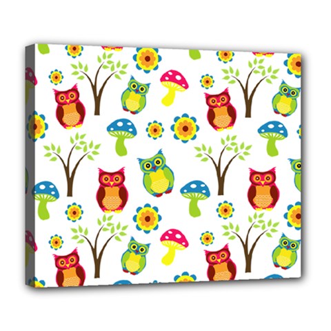 Cute Owl Wallpaper Pattern Deluxe Canvas 24  X 20   by Nexatart