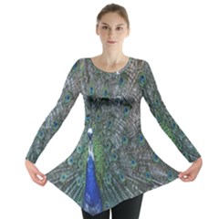 Peacock Four Spot Feather Bird Long Sleeve Tunic  by Nexatart