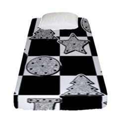 Xmas Checker Fitted Sheet (single Size) by Nexatart