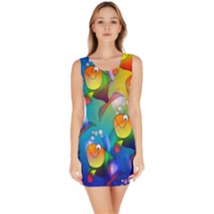 Fish Pattern Sleeveless Bodycon Dress by Nexatart
