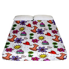 Doodle Pattern Fitted Sheet (california King Size) by Nexatart