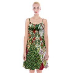 Christmas Quilt Background Spaghetti Strap Velvet Dress by Nexatart