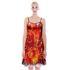 Christmas Widescreen Decoration Spaghetti Strap Velvet Dress by Nexatart