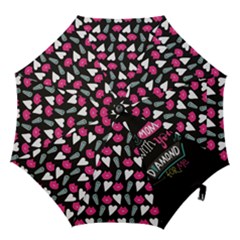 My Every Moment Spent With You Is Diamond To Me / Diamonds Hearts Lips Pattern (black) Hook Handle Umbrellas (medium) by FashionFling