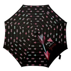 My Heart Points To Yours / Pink And Blue Cupid s Arrows (black) Hook Handle Umbrellas (medium) by FashionFling