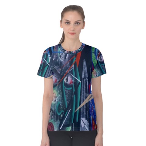Graffiti Art Urban Design Paint Women s Cotton Tee by Nexatart