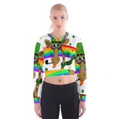 Irish Giraffe Women s Cropped Sweatshirt by Valentinaart