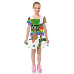 Irish Giraffe Kids  Short Sleeve Velvet Dress by Valentinaart